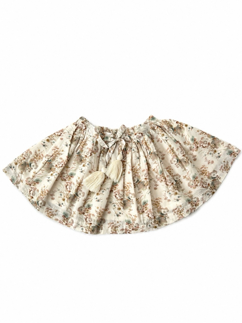 Jamie Kay Cottagecore Floral Skirt Boho Elastic Waist Tassel Tie Organic Cotton